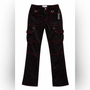 Aphrodite Black Cargo Pants with Red Accents